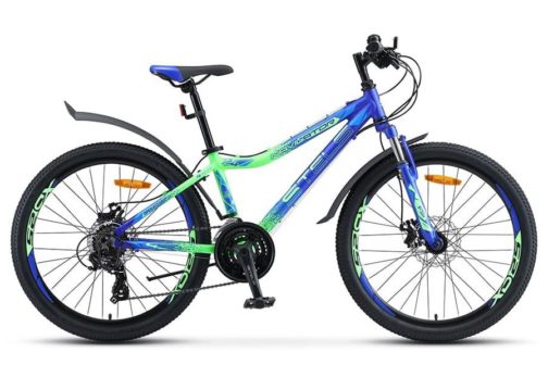 Купить подростковый горный Велосипед STELS Navigator-450 MD 24" 13" Синий/неоновый зелёный V030