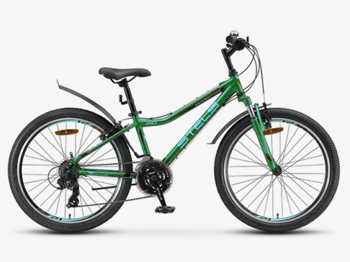 Купить горный подростковый Велосипед STELS Navigator-410 MD 24" 21-sp 12" Черный/зеленый V010