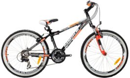 Велосипед 24″ AVENGER C243D, 13″ оранжевый неон/ голубой